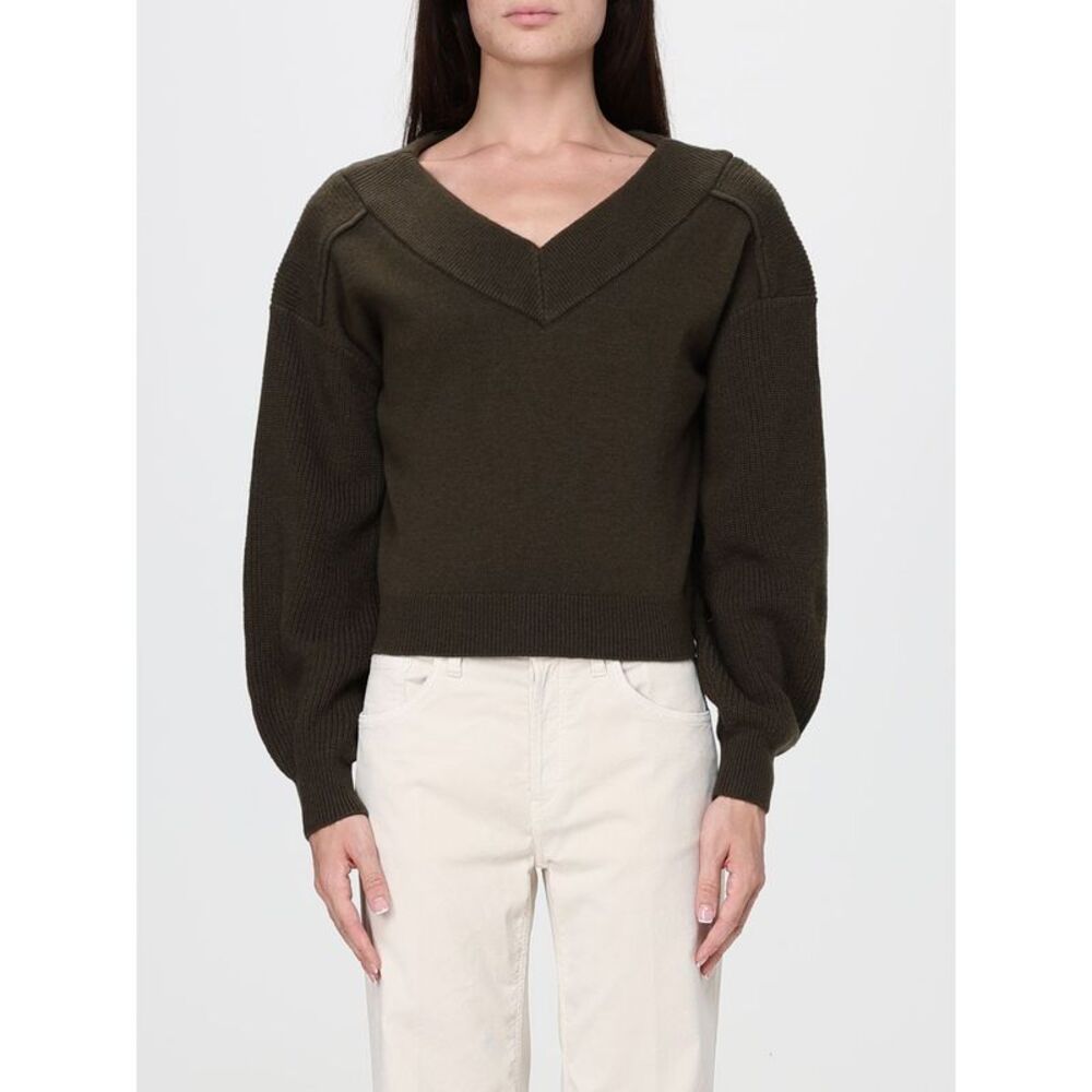 V-Neck Pure Wool Jumper Pinko With Dropped Shoulders And Ribbed Trims